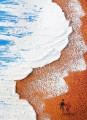 ビーチ波抽象砂子供詳細壁アート ミニマリズム